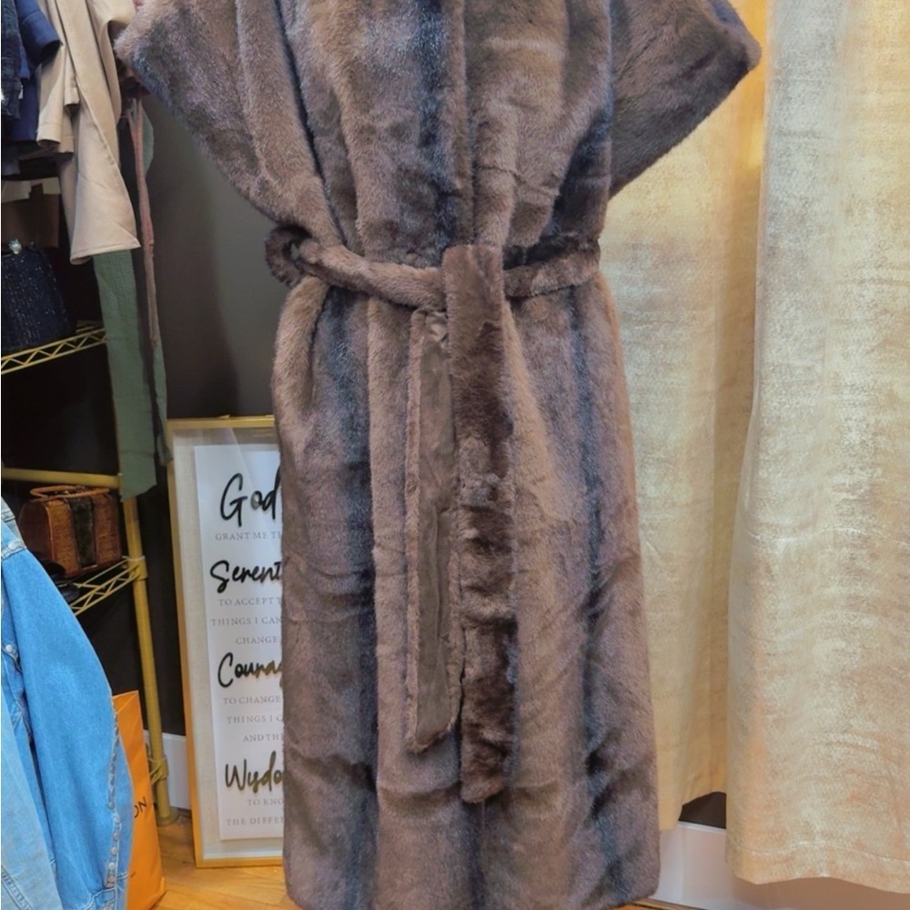 Express Luxurious Faux Fur Coat in Brown